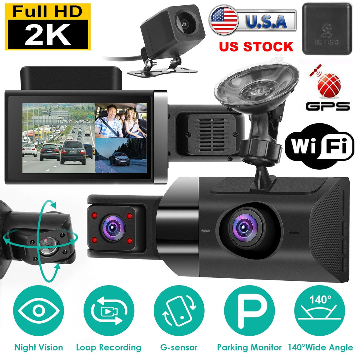 Dash Cam GPS WiFi Night Vision