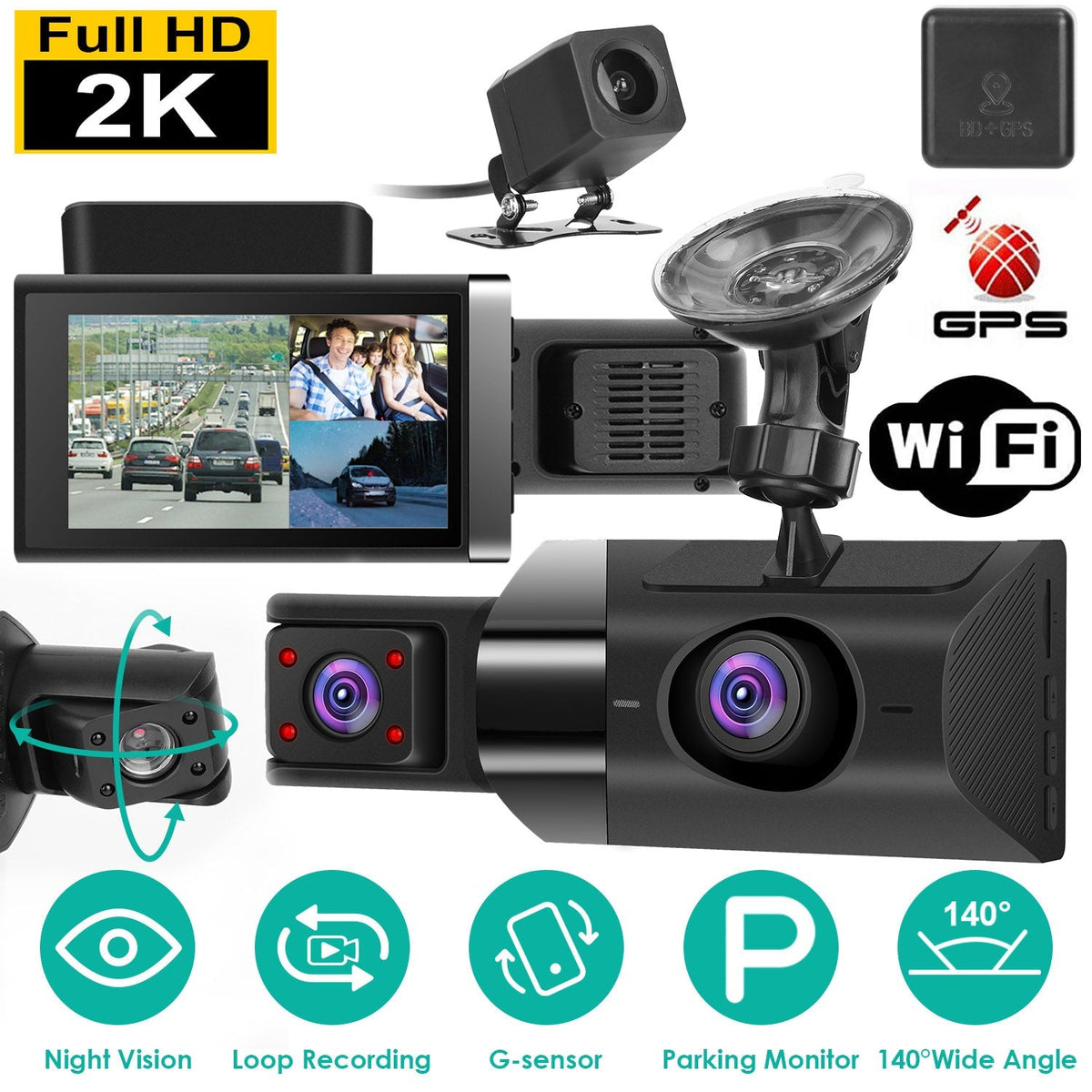 Dash Cam GPS WiFi Night Vision
